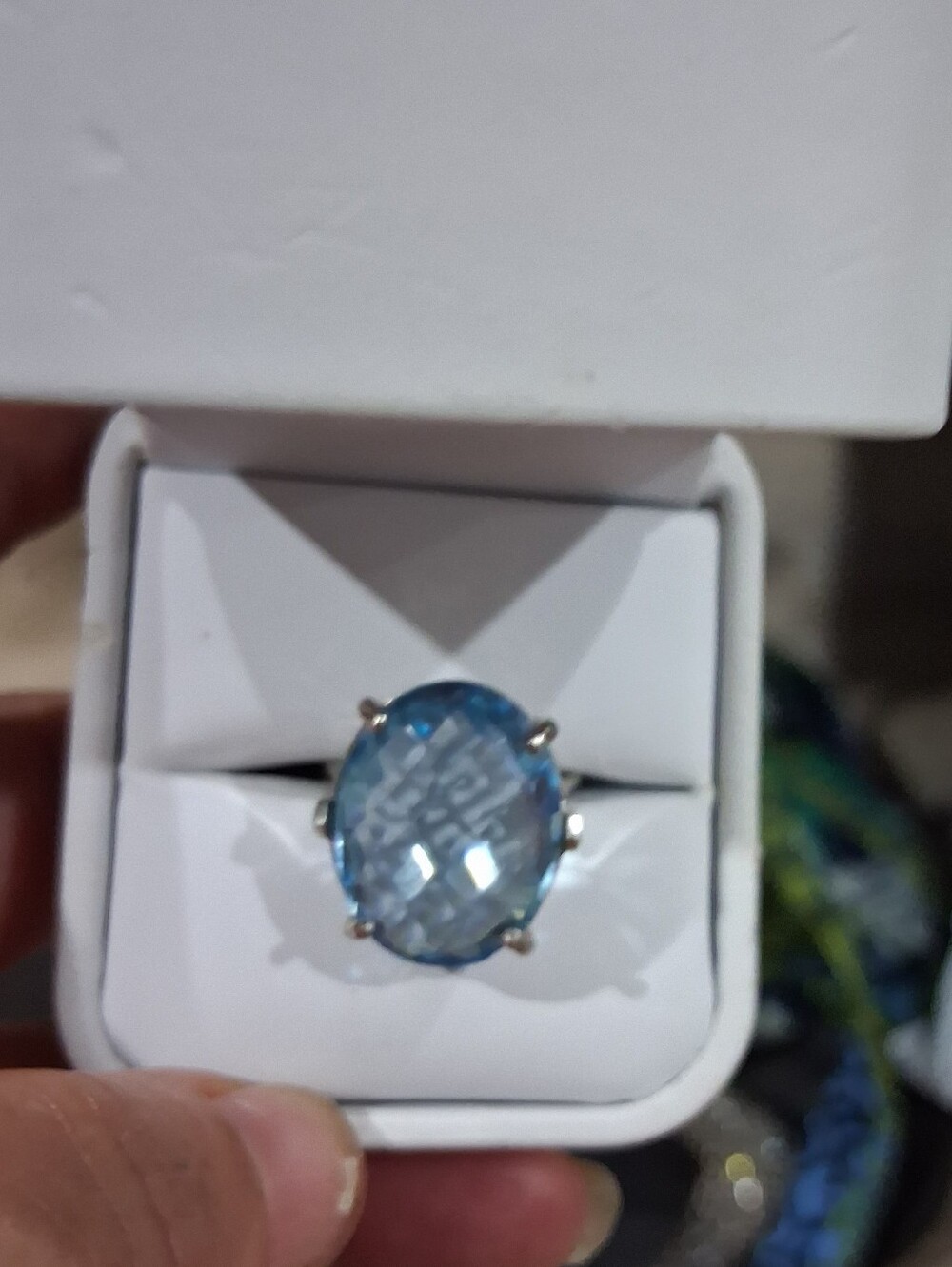 Sterling Silver 7+ Carat Solitaire Natural Blue Topaz Cocktail Ring Size 7